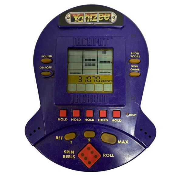 Vintage 1999 Yahtzee Jackpot Slots Handheld Electronic Game Hasbro Mikohn Works - Picture 1 of 5